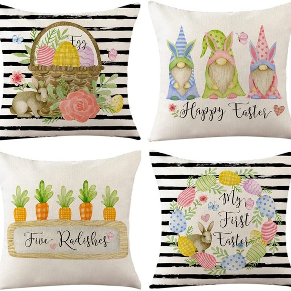 New Easter Pillow Covers 18x18 Set of 4 - Picture 1 of 7